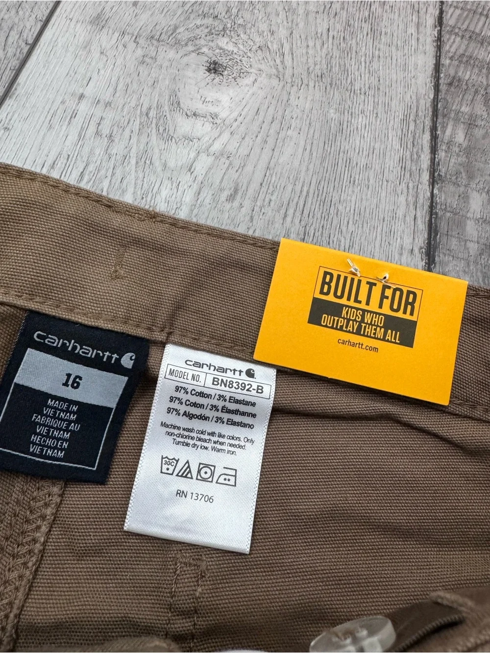 Carhartt Kids Size 16 Canyon Brown Loose Fit Utility Bootcut Work Pants NWT NEW